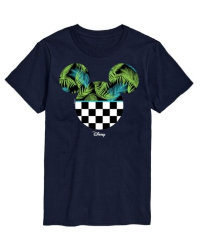 AIRWAVES Men's Disney Mickey Checkered Palm Head Short Sleeve T-Shirt