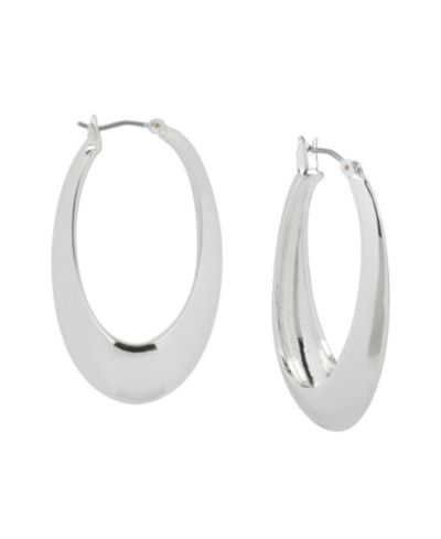 Robert Lee Morris Soho Silver Sculptural Oval Hoop Earrings
