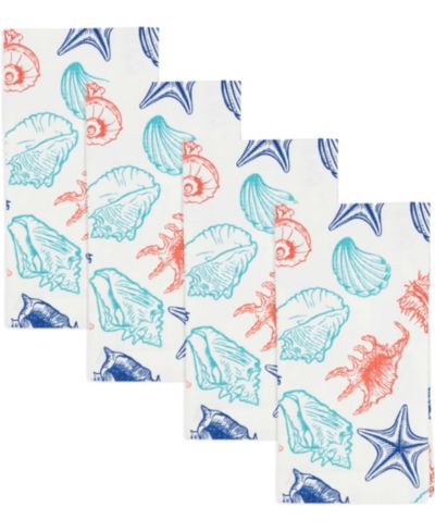 Saro Lifestyle Ocean Breeze Sea Shells Cotton Napkins, 20" x 20"
