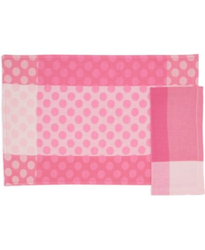 Saro Lifestyle Playful Polka Dot Cotton Placemats and Napkins, Set of 8
