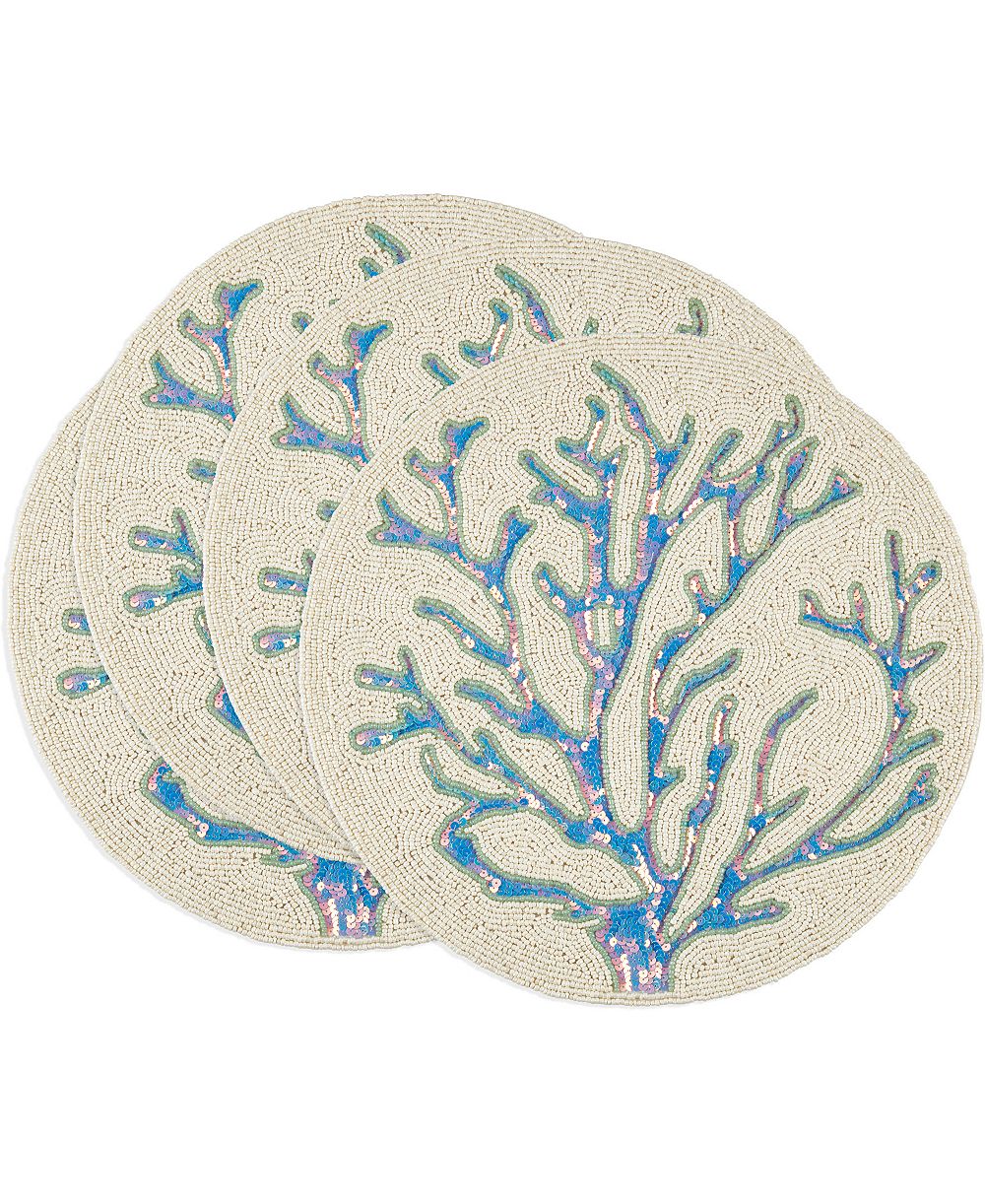 Подставки под тарелки Saro Lifestyle Coastal Coral Beaded, 15" Round