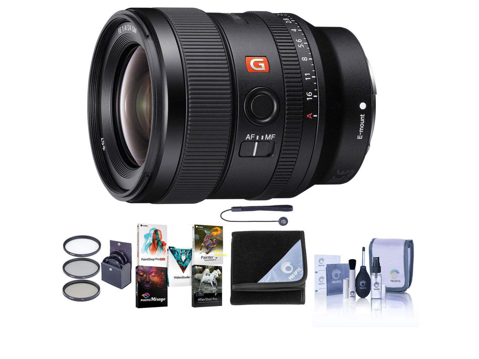 Sony FE 24mm F/1.4 GM (G Master) E Mount Lens, with PC Accessory Bundle