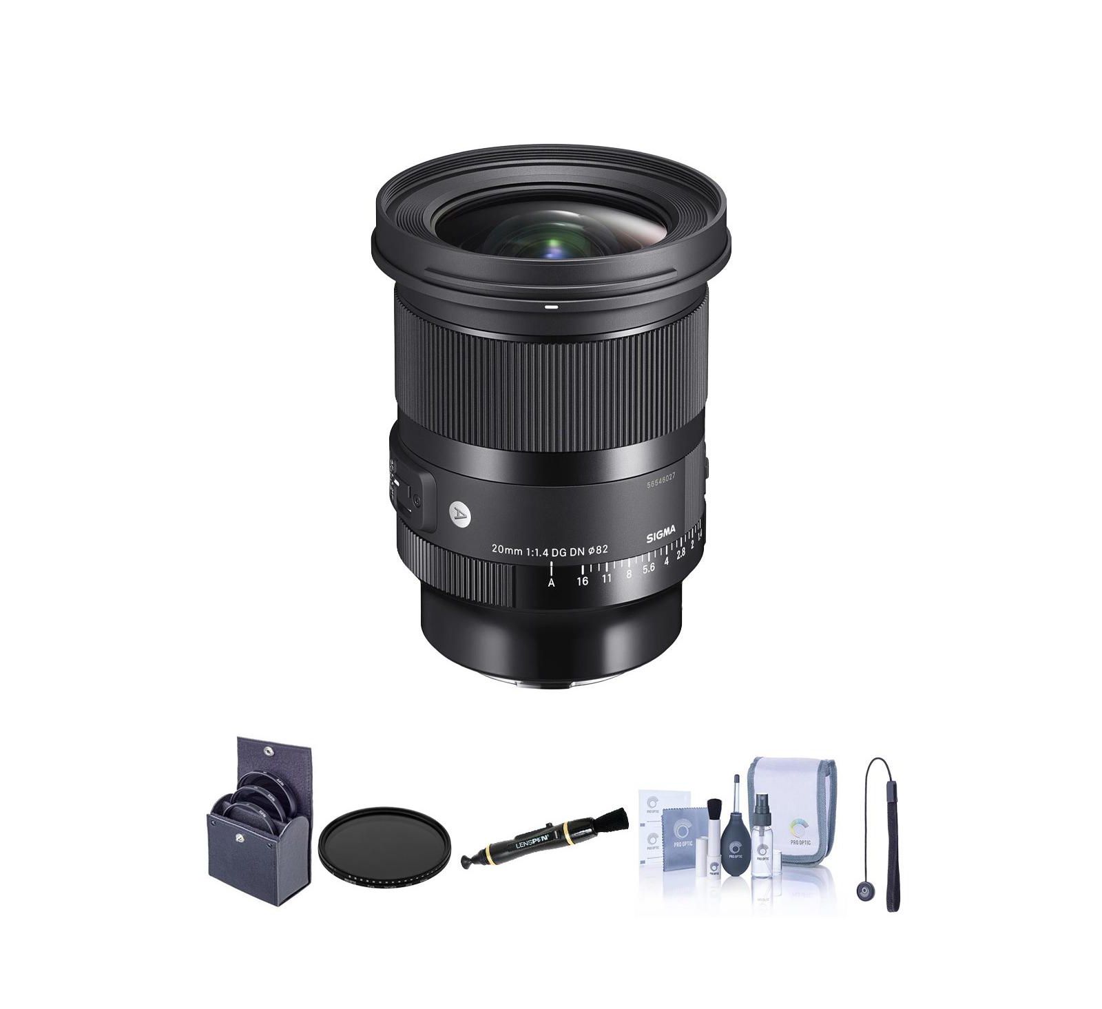 Объектив Sigma 20mm f/1.4 DG DN Art для L Mount с набором фильтров 82mm, VND фильтром, набором для чистки и колпачком