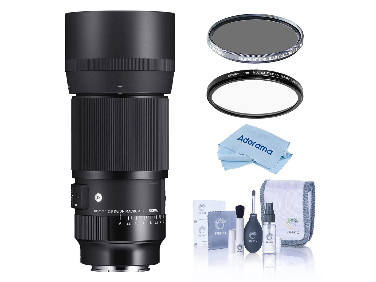 Sigma 105mm f/2.8 DG DN ART макрообъектив для Sony E, комплект с фильтрами Tiffen 62mm UV и CPL