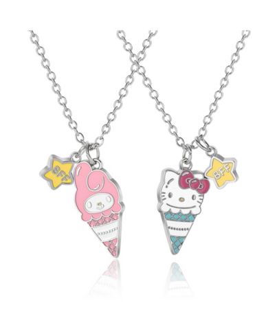 My Melody and Hello Kitty BFF Necklace for 2 Official License, Fashion Jewelry Best Friend Necklace Set, Sanrio Gifts