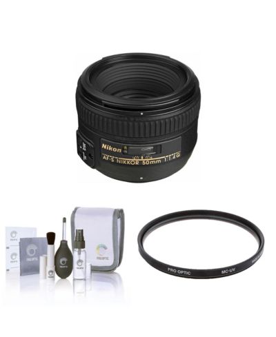 Объектив Nikon 50mm f/1.4G AF-S NIKKOR, комплект с фильтром ProOptic 58mm Multi Coated UV Slim и набором для чистки