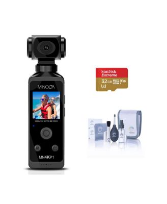 Minolta MN4KP1 4K Ultra HD Wi-Fi Pocket Camcorder, Black with Accessory Kit