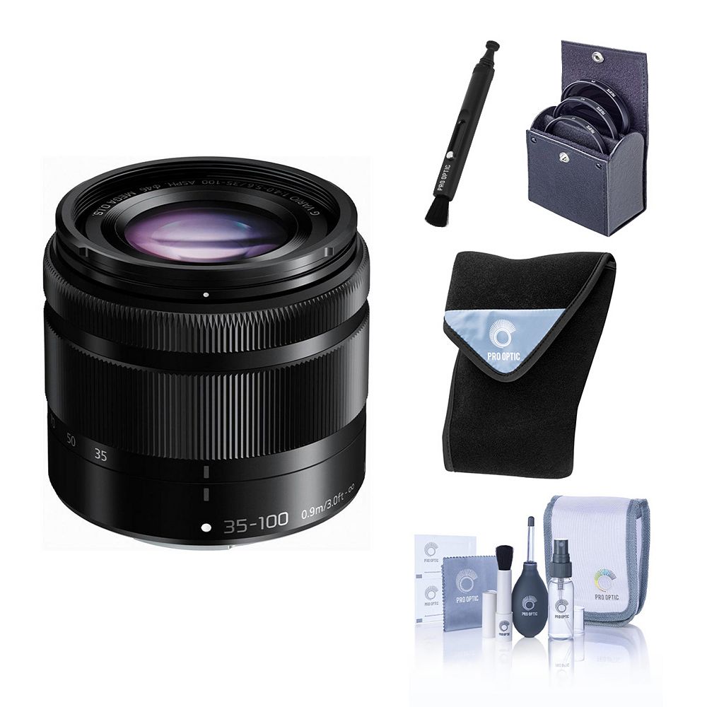 Объектив Panasonic LUMIX G Vario 35-100mm f/4.0-5.6 асферический для Micro Four Thirds, комплект с фильтрами Bower 46mm и ProOptic 46mm