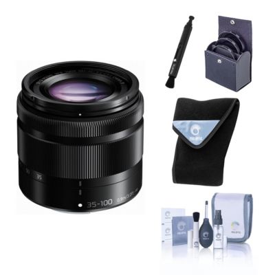 Объектив Panasonic LUMIX G Vario 35-100mm f/4.0-5.6 асферический для Micro Four Thirds, комплект с фильтрами Bower 46mm и ProOptic 46mm