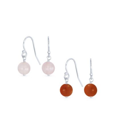 Bling Jewelry Aquamarine, Purple Amethyst Bead Ball Drop Earrings Sterling Silver (2 Set)