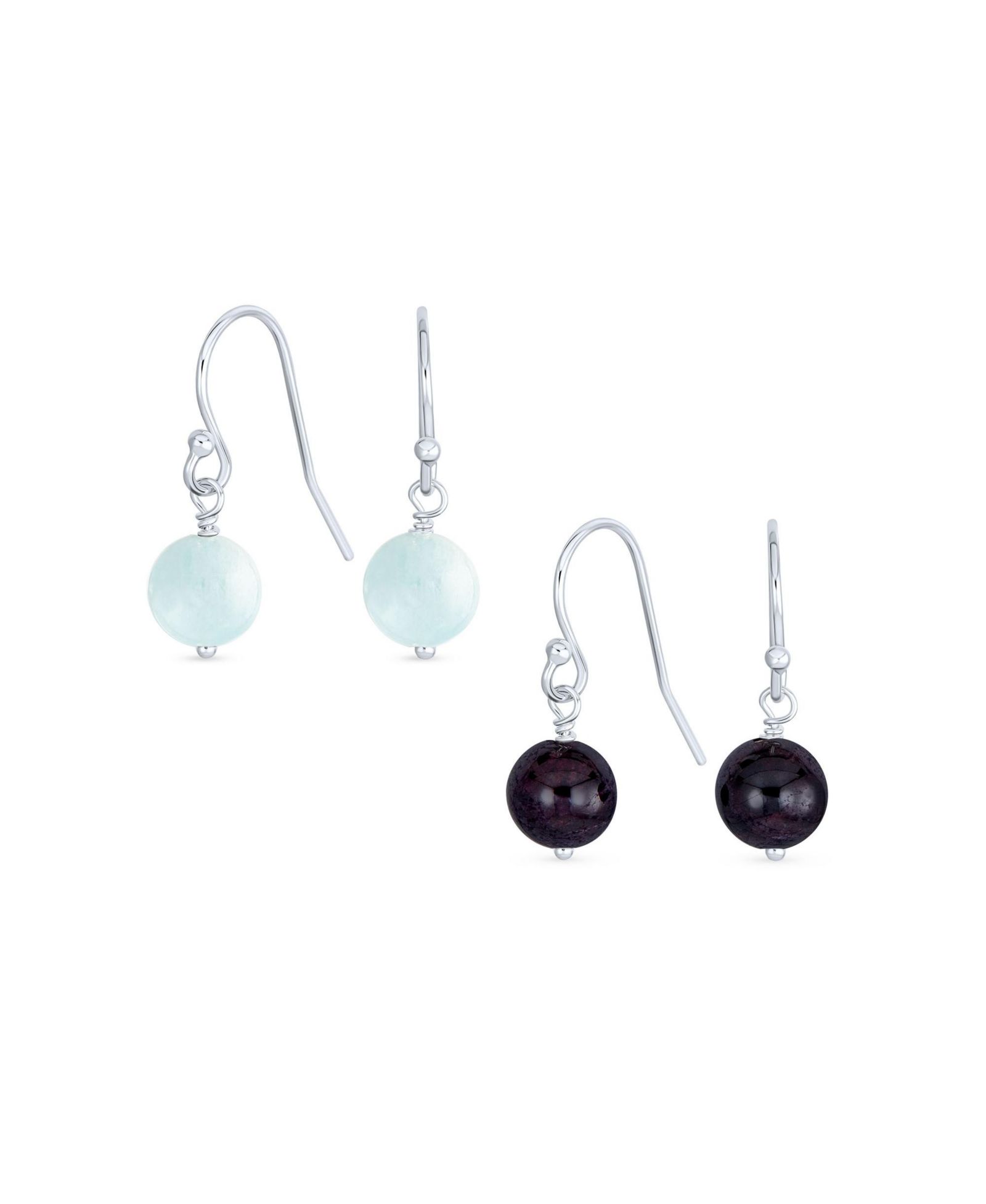 Серьги Bling Jewelry Sterling Silver Green Amazonite and Purple Amethyst Bead 8mm Ball Drop