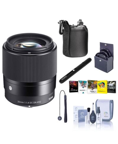 Объектив Sigma 30mm f/1.4 DC DN Contemporary для Canon EF-M, комплект с фильтром ProOptic 52mm, чехлом и набором для чистки