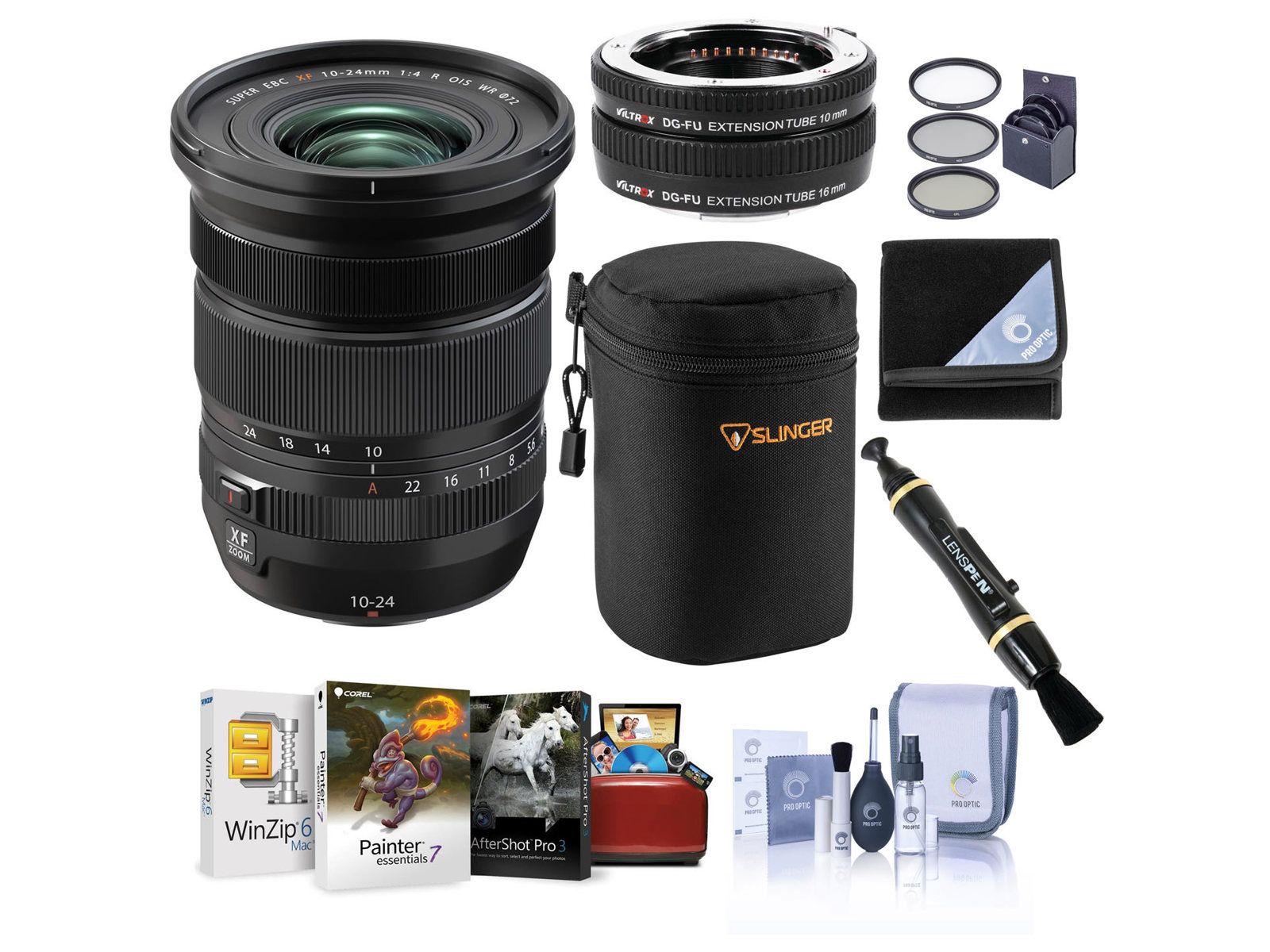 Fujifilm XF10-24mm f/4 R OIS WR Lens, w/Ext Tube, Filter Kit, Mac SW Case