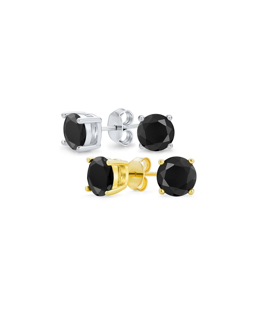 Набор сережек Bling Jewelry с фианитами CZ, позолоченные, серебро .925, 5-10MM, 2 шт