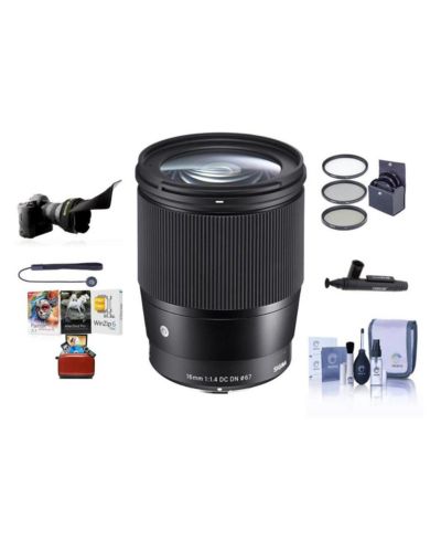 Объектив Sigma 16mm f/1.4 DC DN Contemporary для Sony E, комплект с набором фильтров ProOptic 67mm, набором для чистки, шнурком для крышки объектива, гибким блендой, макросъемкой