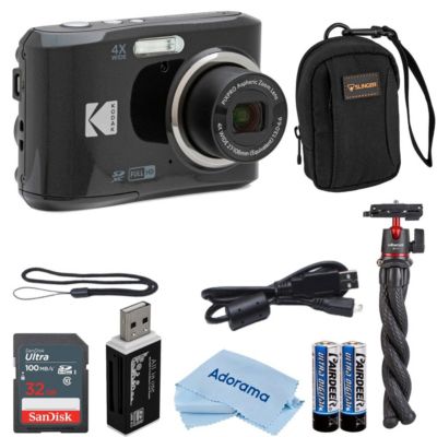 Kodak PIXPRO FZ45 Friendly Zoom 16MP FHD Camera,Black, w/32GB Card  Tripod