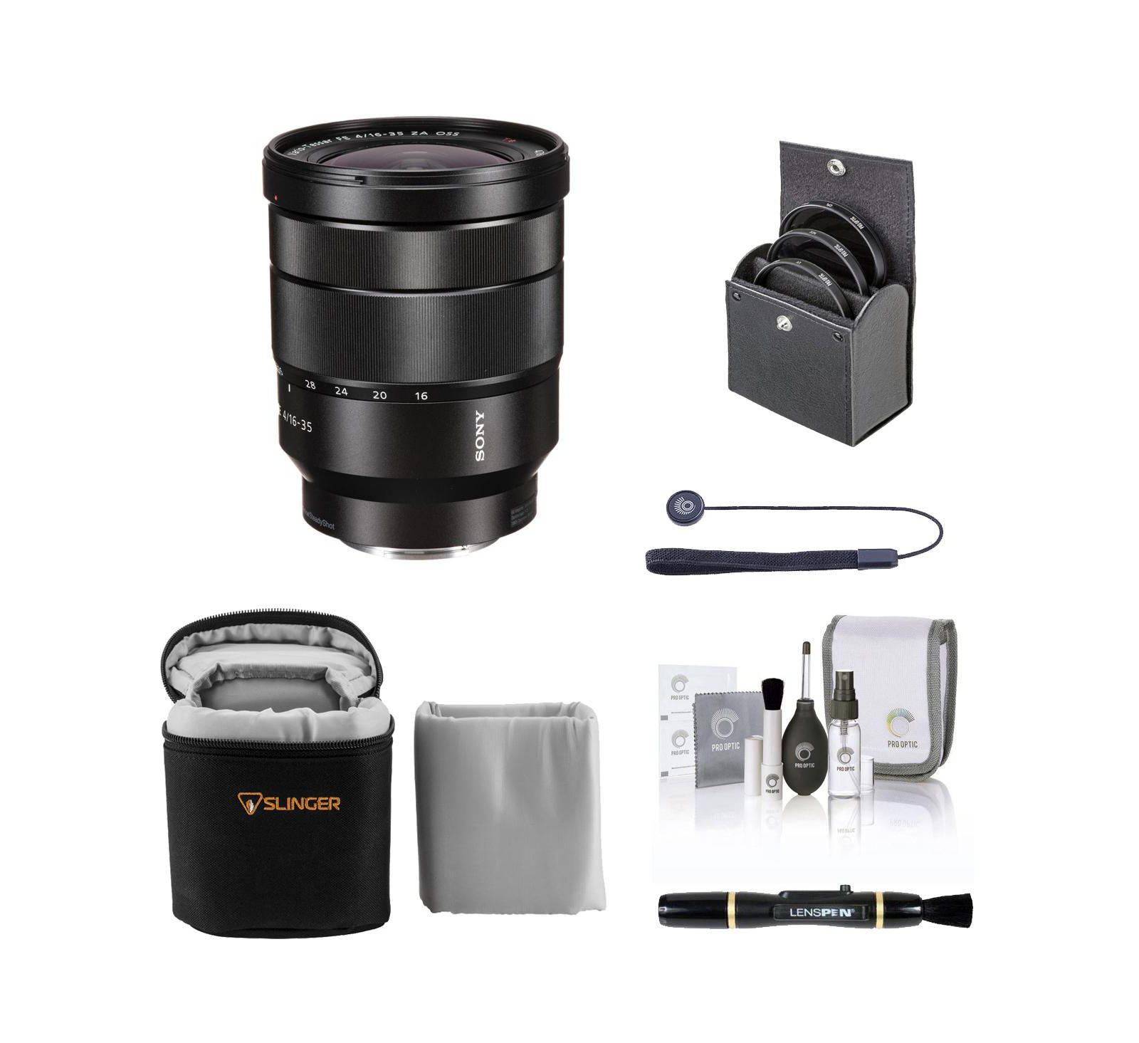 Объектив Sony Vario-Tessar T FE 16-35mm f/4 ZA OSS для Sony E, комплект с фильтром ProOptic 72mm, мягким чехлом и набором для чистки