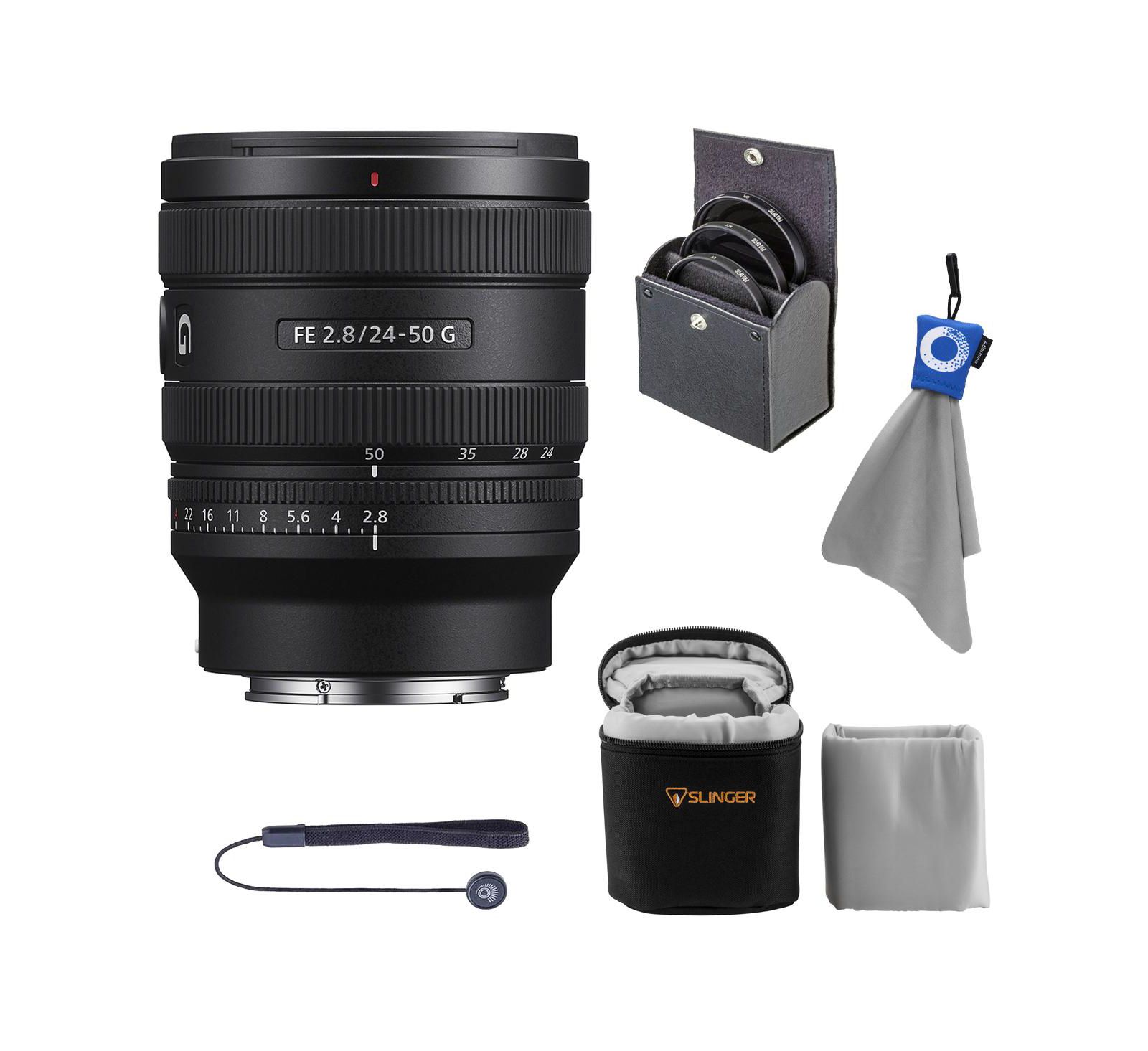Sony FE 24-50mm f/2.8 G Lens with 67mm Filter Kit, Case, Lens Cap Tether