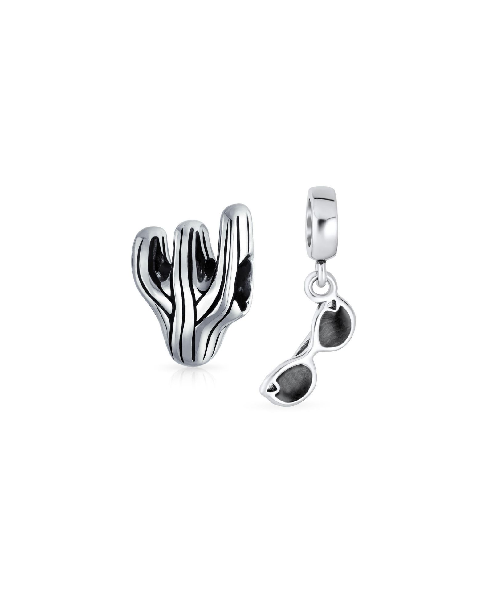 Bling Jewelry серьги-подвески и шарм для браслета Sterling Silver Black Movie Star Sunglasses and Desert Vacation Cactus