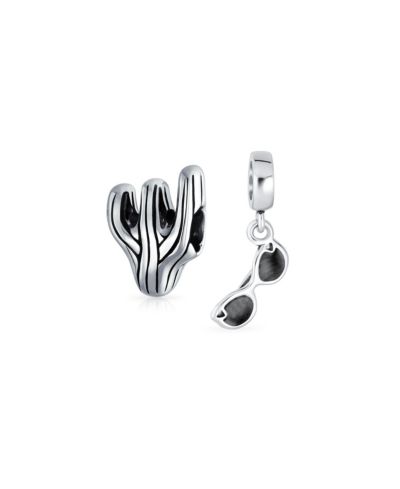 Bling Jewelry серьги-подвески и шарм для браслета Sterling Silver Black Movie Star Sunglasses and Desert Vacation Cactus