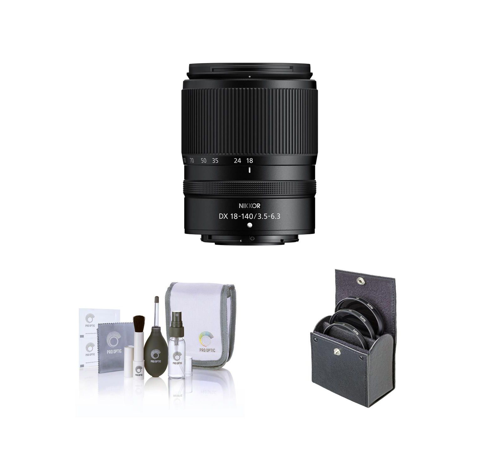 Объектив Nikon NIKKOR Z DX 18-140mm f/3.5-6.3 VR с комплектом фильтров ProOptic 62mm Digital Essentials и чистящим набором