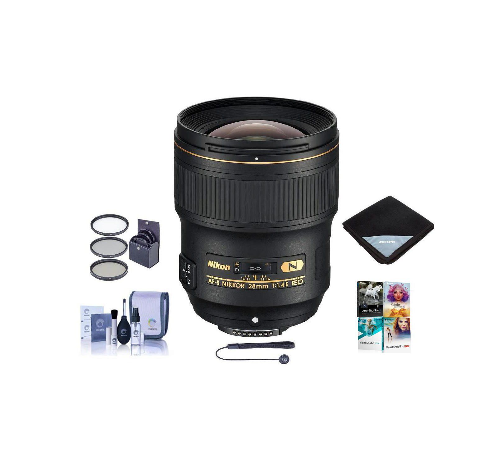 Nikon 28mm f/1.4E AF-S NIKKOR Lens with Free PC Software  Accessories Kit