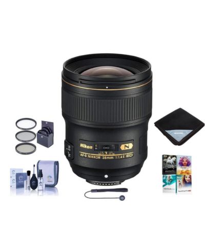 Объектив Nikon 28mm f/1.4E AF-S NIKKOR, комплект с фильтром ProOptic 77mm, набором для чистки, чехлом и крышкой объектива