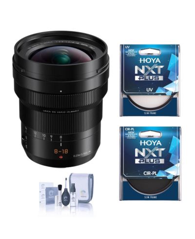 Panasonic LUMIX G Leica DG Vario-Elmarit 8-18mm f/2.8-4 Aspherical объектив для Micro Four Thirds, комплект с фильтрами Tiffen 67mm UV и CPL