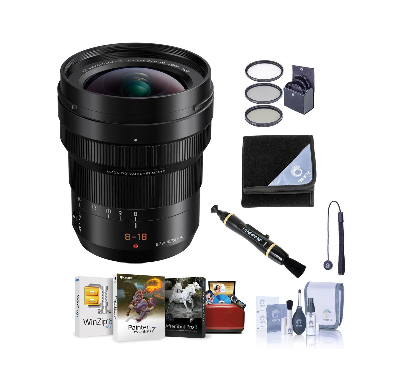 Panasonic LUMIX G Leica DG Vario-Elmarit 8-18mm f/2.8-4 Aspherical Lens для Micro Four Thirds, комплект с фильтрами