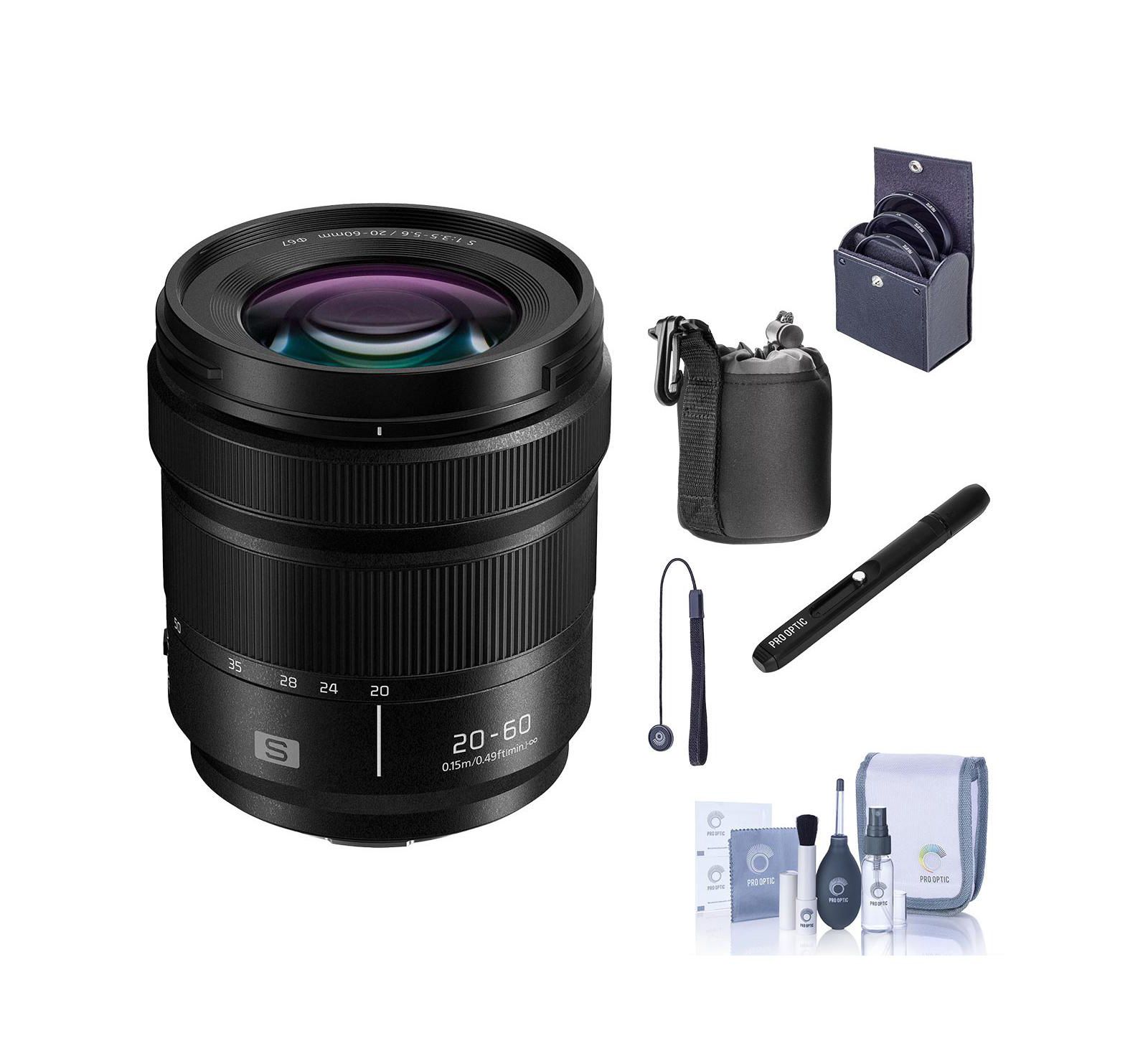 Panasonic LUMIX S 20-60mm f/3.5-5.6 Lens, L Mount w/67mm Filter Kit, Pouch