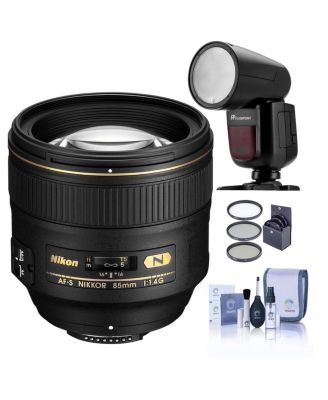 Объектив Nikon 85mm f/1.4G IF AF-S NIKKOR, комплект с бестеневой вспышкой Flashpoint Zoom Li-on X R2 для Nikon, набором фильтров ProOptic 77mm и набором для чистки