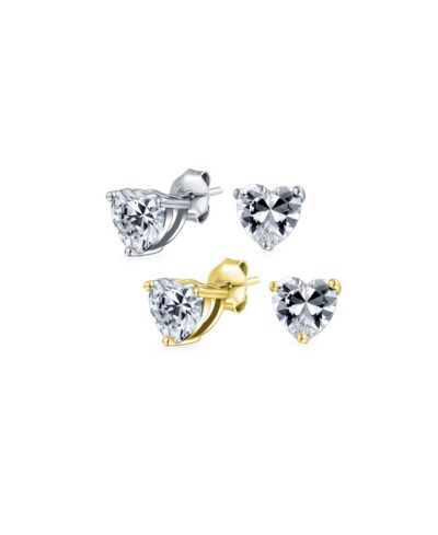 Комплект серебряных серьм Bling Jewelry с фианитами в форме сердца