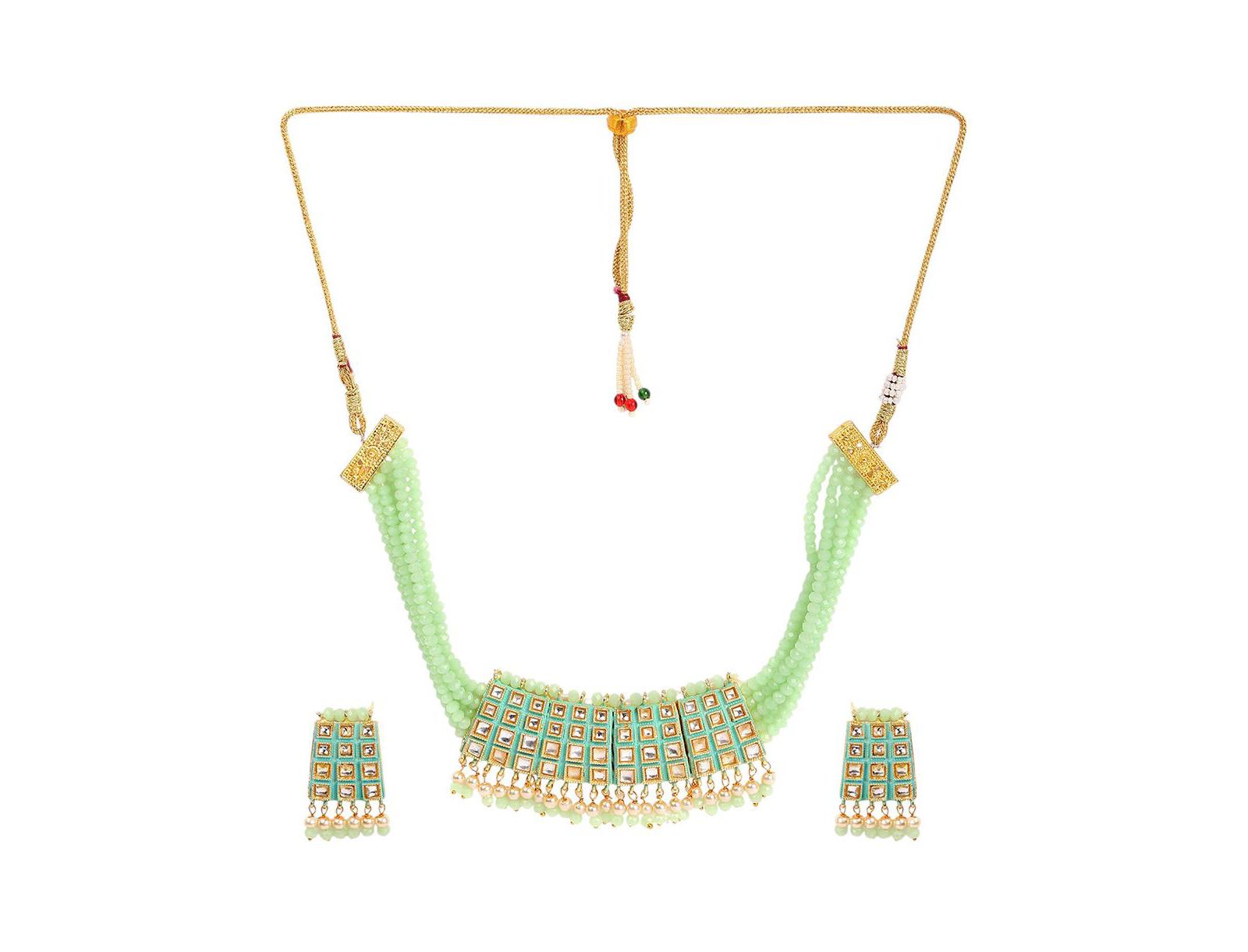 SOHI Women's Plated Kundan Beaded Jewellery Set