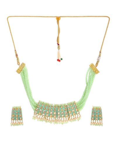 SOHI Women's Plated Kundan Beaded Jewellery Set