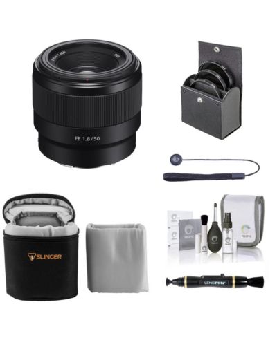 Sony FE 50mm f/1.8 объектив для Sony E, комплект с фильтром 49mm, чехлом, очистителем и колпачком