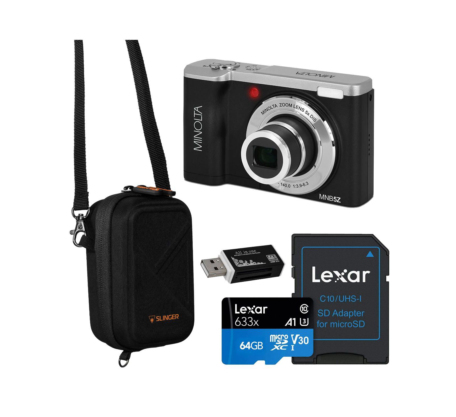 Minolta MNB5Z 56MP 5K UHD 2.8" LCD Screen Camera, Black, w/Case  64GB Card