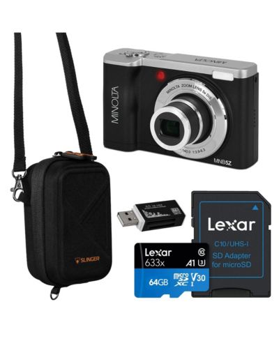Minolta MNB5Z 56MP 5K UHD 2.8" LCD Screen Camera, Black, w/Case  64GB Card