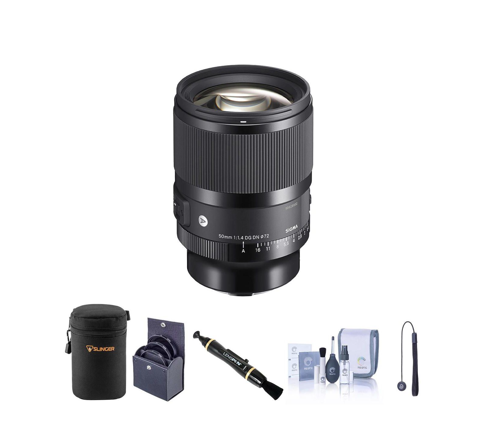 Sigma 50mm f/1.4 DG DN Art Lens для L Mount Bundle с 72mm Filter Kit, Lens Case, Lens Cleaner, Cleaning Kit, Lens Cap Tether