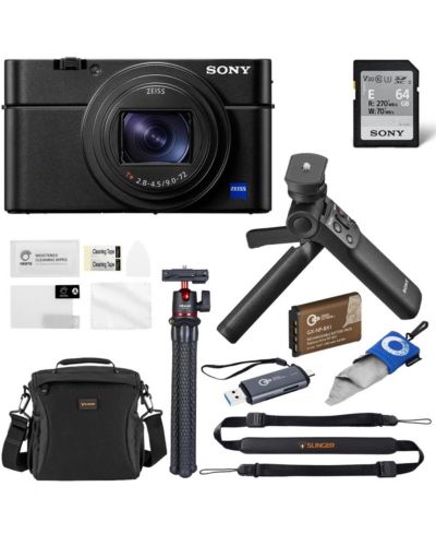 Sony Cyber-shot DSC-RX100 VII цифровая камера, комплект с GP-VPT3 Wireless Shooting Grip, дополнительным аккумулятором, сумкой, штативом и защитным экраном