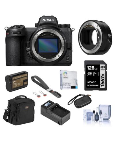 Беззеркальная камера Nikon Z 6II с адаптером FTZ II, комплект с картой 128GB SDXC, сумкой, аккумулятором, зарядным устройством, ремешком и защитным экраном