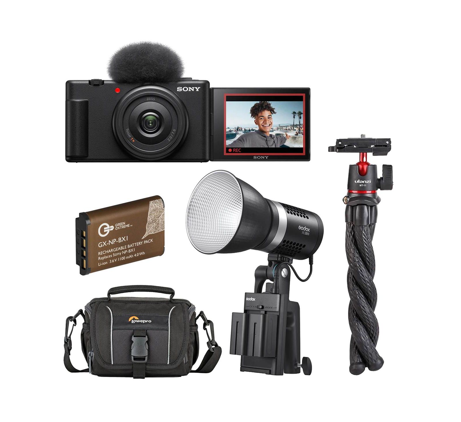 Видеокамера Sony ZV-1F Black, комплект с LED светильником Godox ML30Bi и сумкой