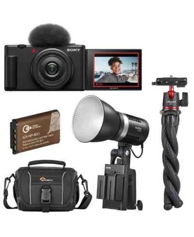 Видеокамера Sony ZV-1F Black, комплект с LED светильником Godox ML30Bi и сумкой
