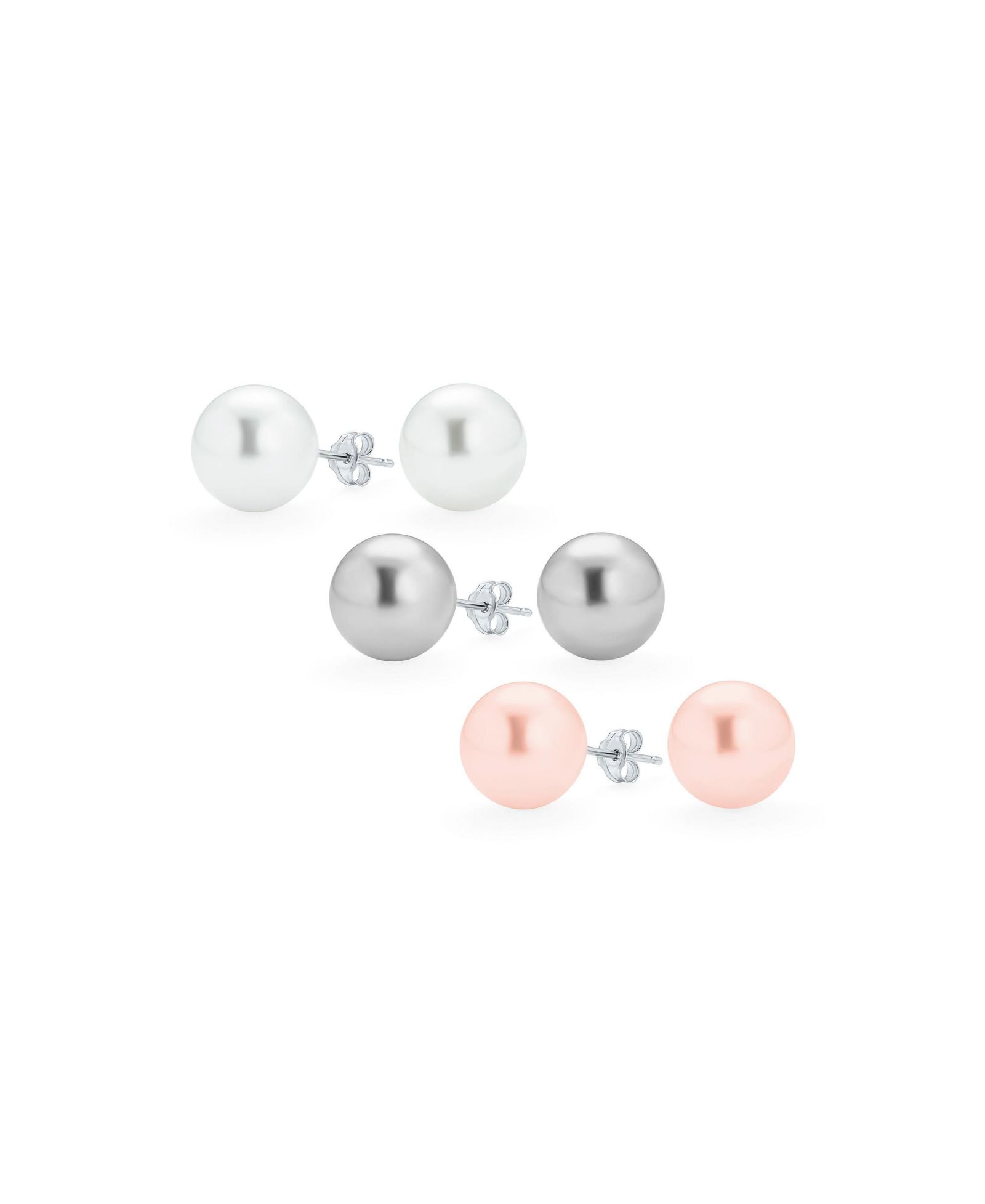 Серьги-гвоздики Bling Jewelry Grey Simulated Pearl Ball Stud Sterling