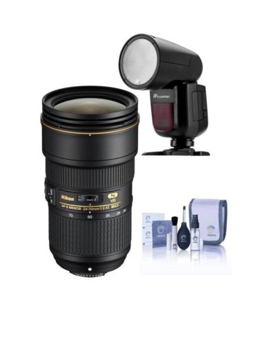 Объектив Nikon 24-70mm f/2.8E ED-IF AF-S VR NIKKOR, комплект с фотовспышкой и набором для чистки