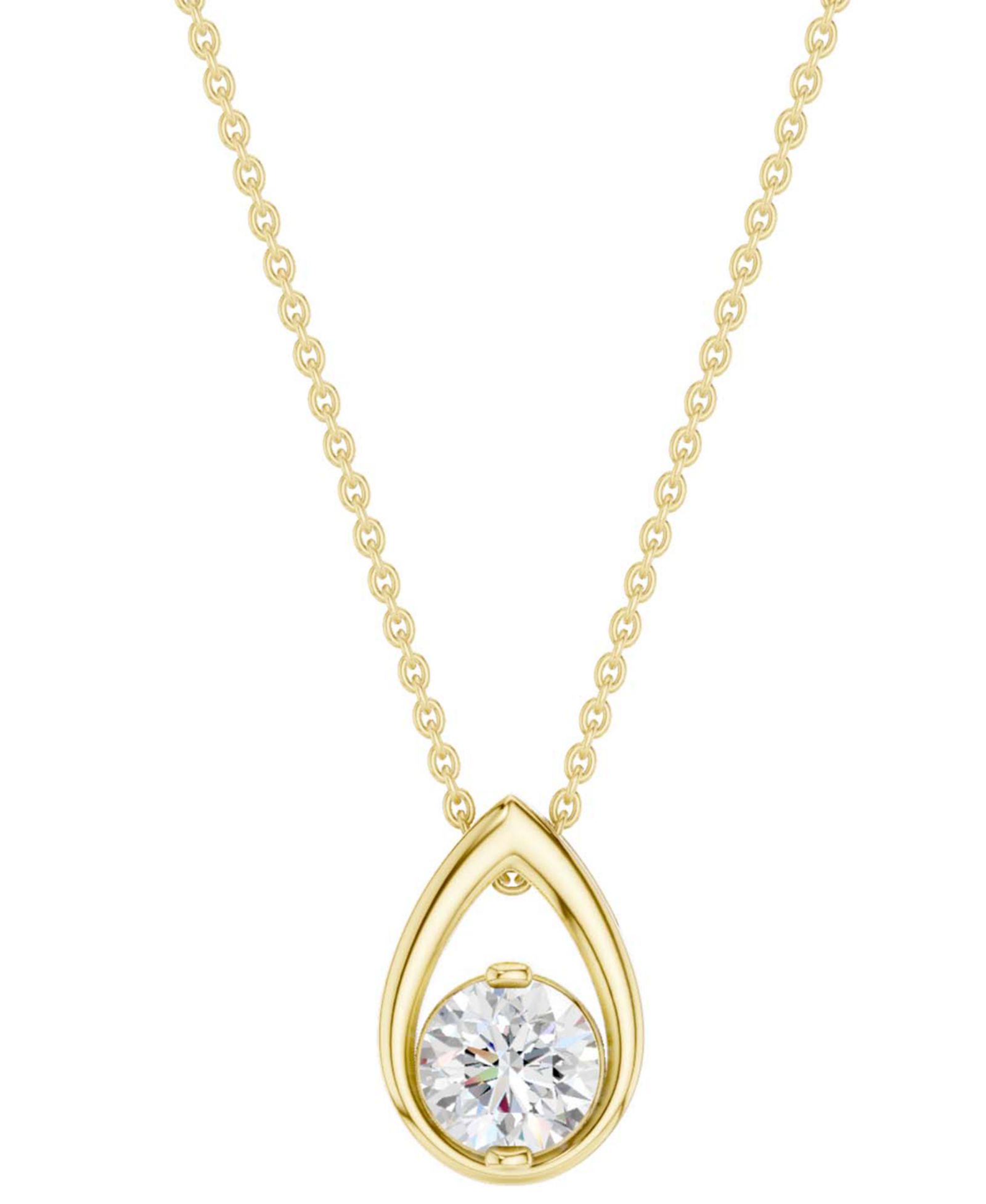 Подвеска-кулон Diamond Tear-Shape в 14k Yellow Gold, 16" + 2" extender