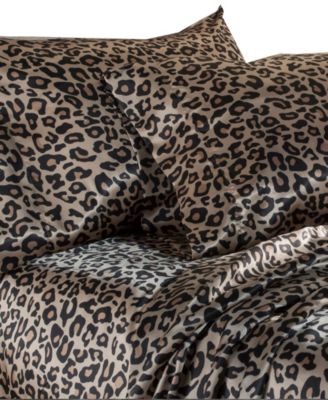 Beatrice Home Fashions Luxurious Leopard Satin 4-Pc. Sheet Set, Queen
