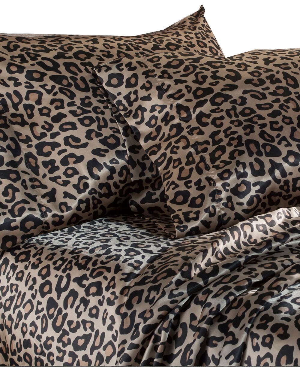 Beatrice Home Fashions Luxurious Leopard Satin 4-Pc. Sheet Set, King