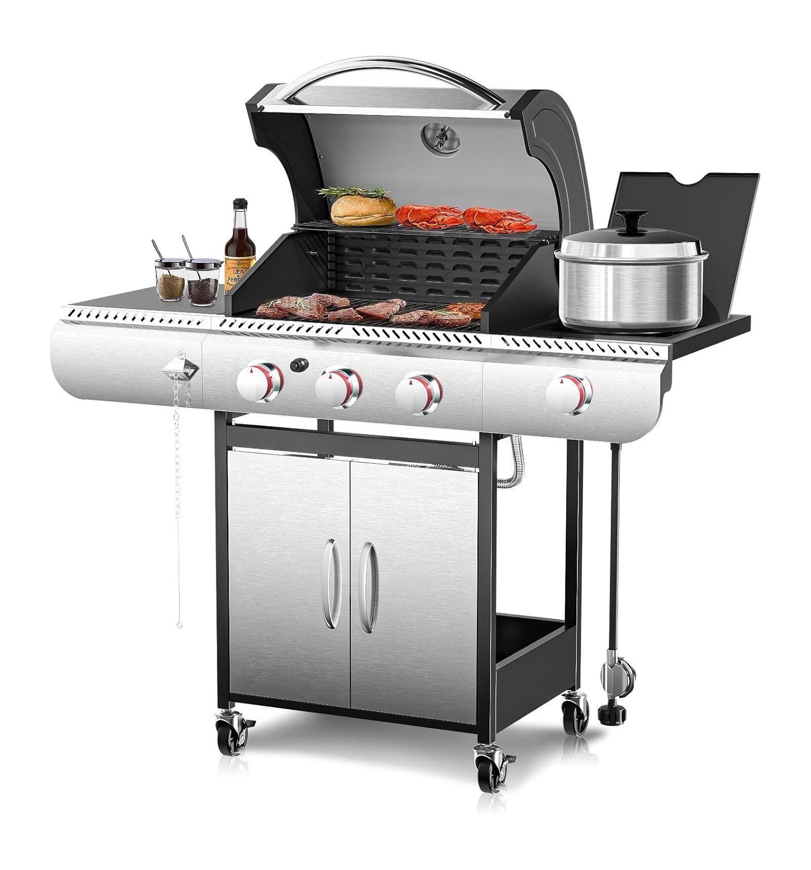 Газовый гриль Cowsar на 3 конфорки, 34,000 BTU, Stainless
