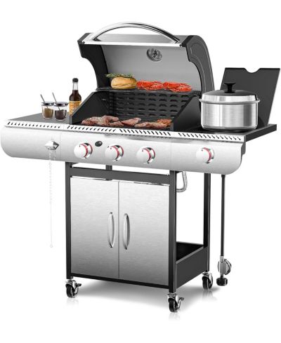 Газовый гриль Cowsar на 3 конфорки, 34,000 BTU, Stainless