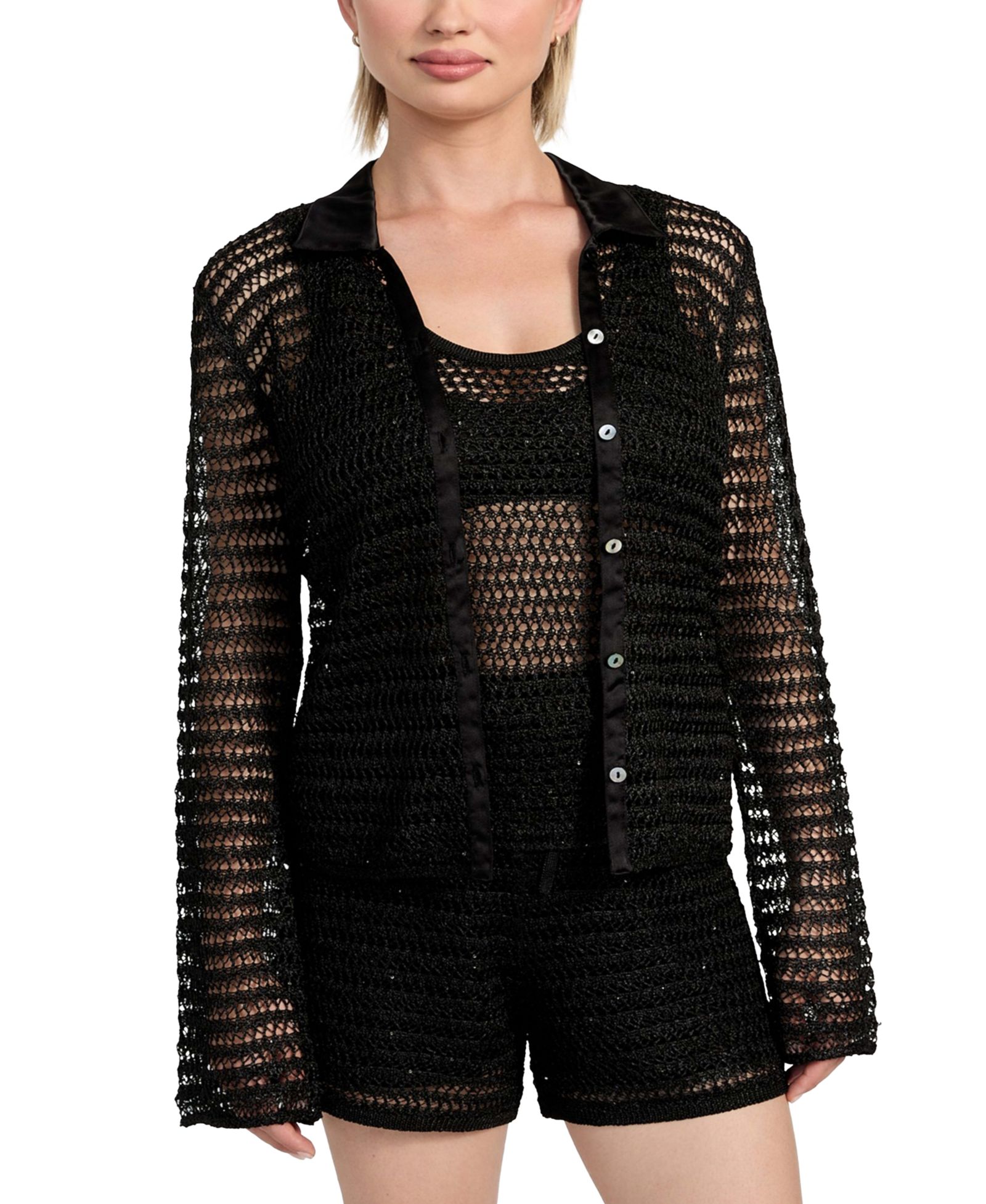 GUESS Women's Bella Embellished Knit Shirt
